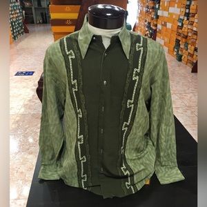 Max leather Button Long sleeve shirt